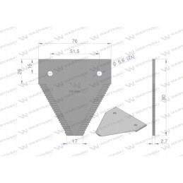 Derliaus nuėmimo peilis 80x76x2 7mm skylė 5 5 aplikacija 6146
