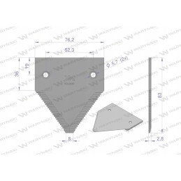 Derliaus nuėmimo peilis 83x76x3mm skylė 5 7 pritaikymas h21379