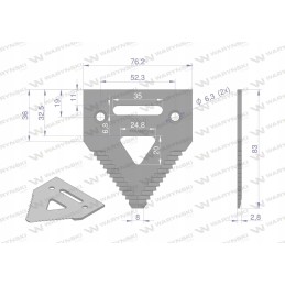 Derliaus nuėmimo peilis 83x76x3mm skylė 6 5 pritaikymas h20793