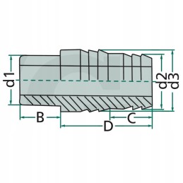 PVC žarnos galas 10mm, darbinis slėgis 16bar