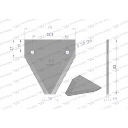 Derliaus nuėmimo peilis 82x76x2 8mm skylė 5 5 aplikacija s82