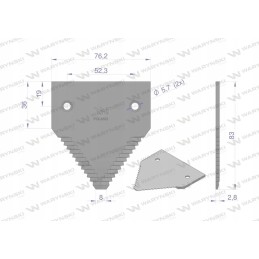 Derliaus nuėmimo peilis 83x76x3mm skylė 5 7 aplikacija h21380