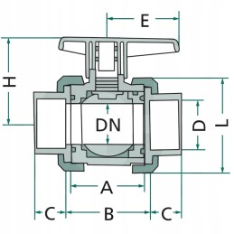 Rutulinis vožtuvas pp 1 1 4 dn32 10 bar