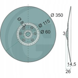 Diskas 350x3mm oezew 350mm lygus 6 skylės 60m