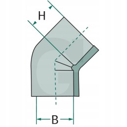 Alkūnė 45 PVC su 2x klijuota jungtimi dn 25