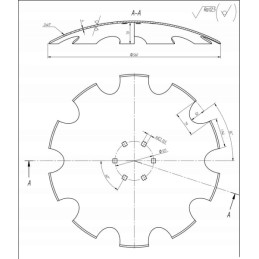 Dantytas akėčių diskas 560x4 mm, 6 skylės, 123 mm
