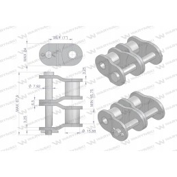 Grandinės jungtis sustiprinta p16a 2 ansi a 80 r2