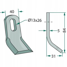Peilio storis 5mm, darbinis plotis 31mm oe anga