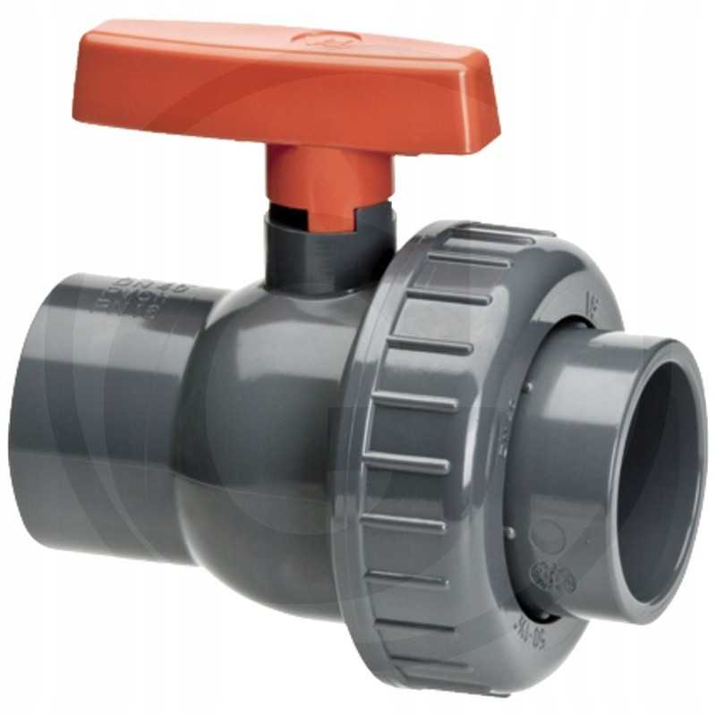 PVC rutulinis vožtuvas su 2x klijuota jungtimi d1 50mm