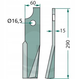 Kairioji rotoriaus mentė Kuhn 15 mm