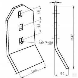 Sustiprinta plokščia dalis 240x100x8 mm 419999kr