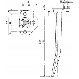 Variklinių akėčių noragai l 312 mm tinka Amazon