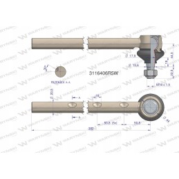 Vairo šarnyras 382mm 3116406r5 warynski 3116