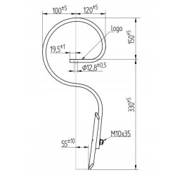 Tiesūs spyruokliniai noragai su noragėliais 480mm 32x10 bagr