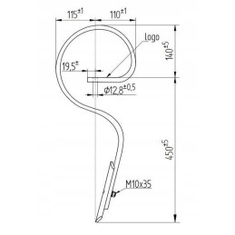 Tiesūs noragai su noragėliais 590mm 32x12 bagra spyruoklė