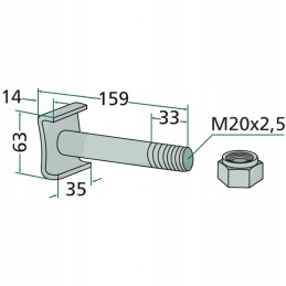 Varžtas su fiksavimo veržle m20 x 2 5 x 159 m