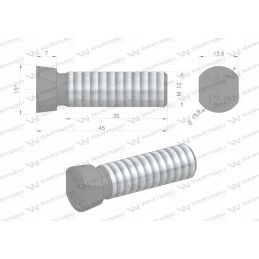 Varžtų komplektas, ovalus, išpjautas iš abiejų pusių, M12x45