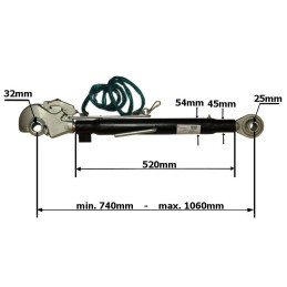 Centrinė viršutinė jungtis 740 1060 mm m36x3 cat 2 3