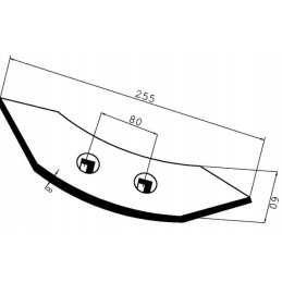 Noragas 255x60x8 mm, apverčiamas, lenktas, CP4921