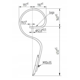 Tiesūs noragai su noragėliais 590mm 32x12 bagra spyruoklė