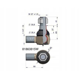 Vairo šarnyras 80mm 81863815 new holland