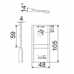 Kairysis vejapjovės peilis 105x48 mm pottingeris 434 960