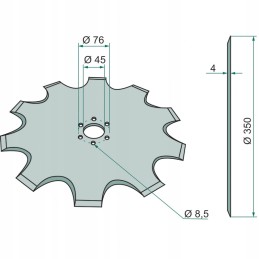Sėjimo diskas, dantytas oe 350 x 4 mm granitas