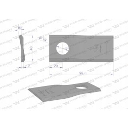 Kairysis vejapjovės peilis 96x40x3mm 25 vnt