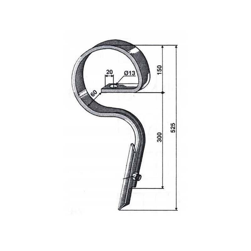 Kultivatoriaus noragas 32x12x525mm jack pot 5110300562