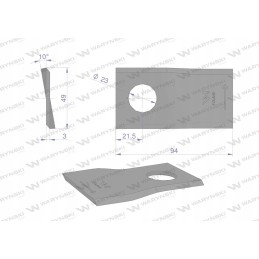 Kairysis vejapjovės peilis 94x48x3mm 25 vnt