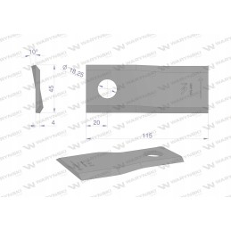 Kairysis vejapjovės peilis 115x45x4mm 25 vnt
