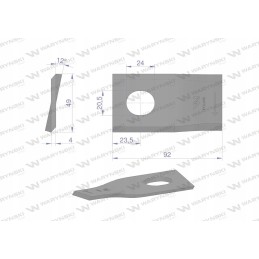 Dešinysis vejapjovės peilis 92x48x4mm 25 vnt