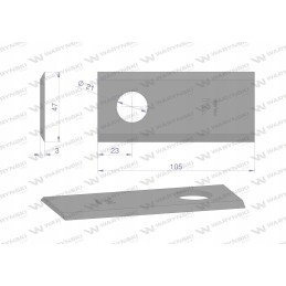 Vejapjovės peilis 105x47x3mm skylė 21 25 vnt