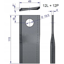 Vejapjovės diskas 115x49x4mm 12p 12l 24vnt