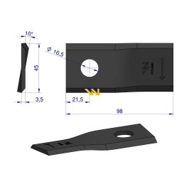 Dešinysis vejapjovės peilis 98x46x3 5mm 25 vnt