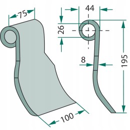 Smulkintuvas 195x100x8 mm, skirtas Quivogne mulčiavimui