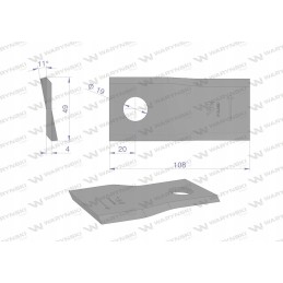 Kairysis vejapjovės peilis 108x47x4mm skylė 19 25vnt