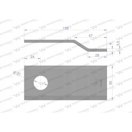 Išlenktas vejapjovės peilis 120x50x4mm 25 vnt