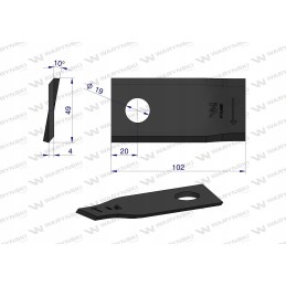 Dešinysis vejapjovės peilis 102x48x4mm anga 19 25vnt
