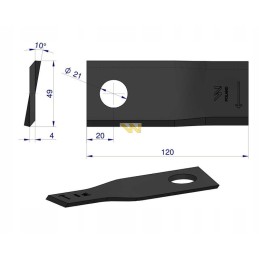 Kairysis vejapjovės peilis 120x49x4mm skylė 21 25vnt