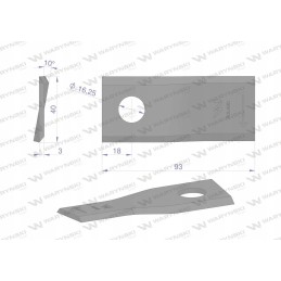 Dešinysis vejapjovės peilis 93x40x3mm 25 vnt
