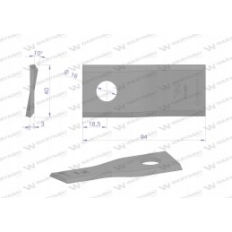 Dešinysis vejapjovės peilis 94x40x3mm 25 vnt