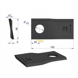 Kairysis vejapjovės peilis 100x50x4mm 25 vnt
