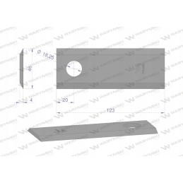 Vejapjovės peilis 123x46x4mm skylė 18 25 25 vnt