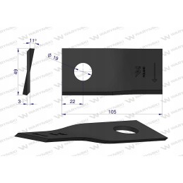 Vejapjovės peilis 105x48x3x19 dešinysis 25 vnt
