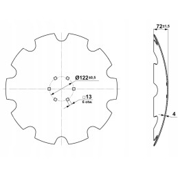 Diskinės 510 mm, 6 skylių diskinės akėčios, C tipas
