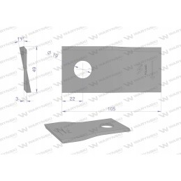 Vejapjovės peilis 105x48x3x19 kairysis Niemeyer 25 vnt.