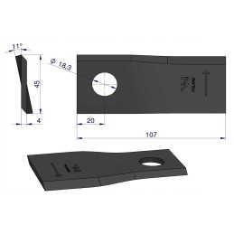Vejapjovės peilis 107x45x4x18 2 kairėje 25 vnt