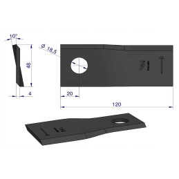 Vejapjovės peilis 120x48x4x18 5 kairėje 25 vnt