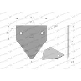 Derliaus nuėmimo peilis 83x76x3mm skylė 5 7 h213800 25vnt